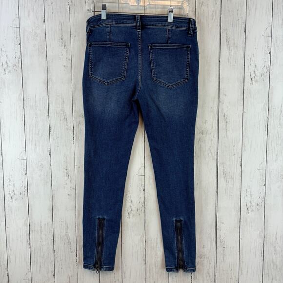 Free People We The Free Moto Jet Zip Skinny Baltic Crop Ankle Jeans Size 28 - Picture 7 of 15